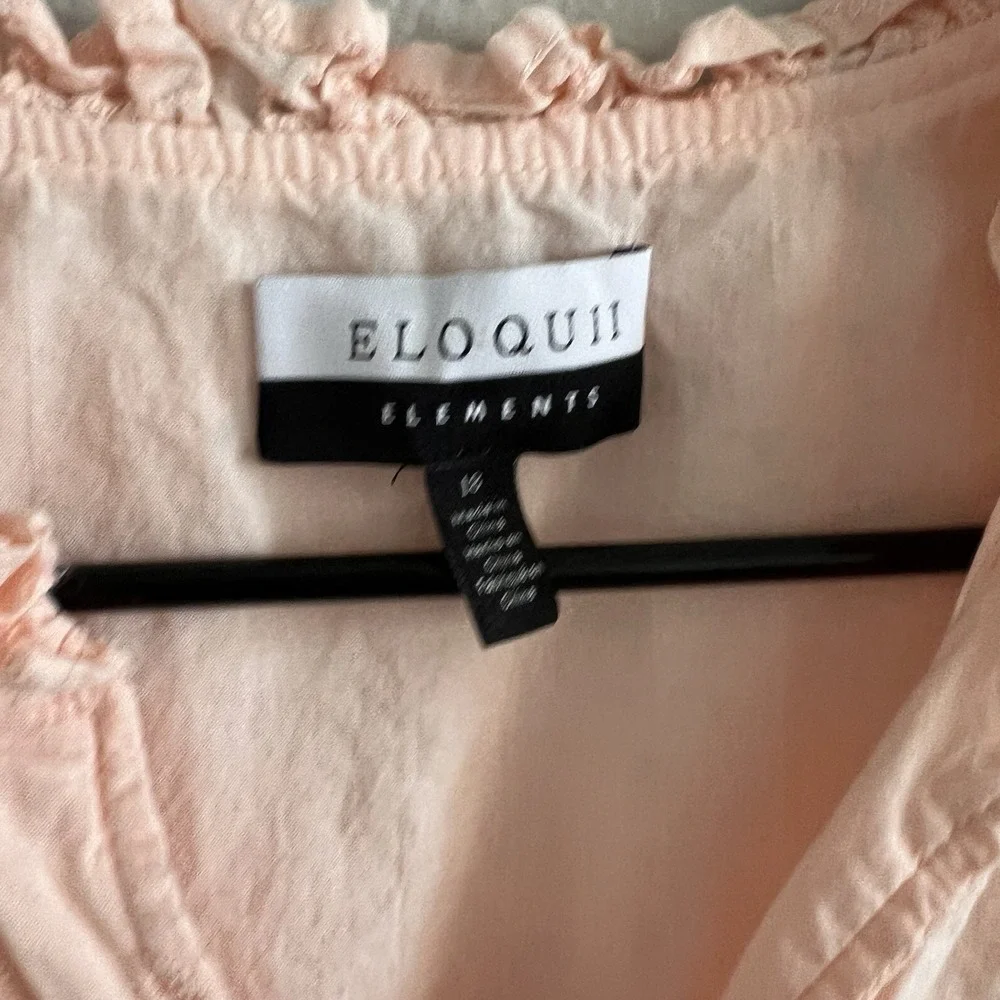 Eloquii Sz 18 Maxi Dress Eyelet Ruffle Flutter Sleeve Cinched Waist Blush Lined